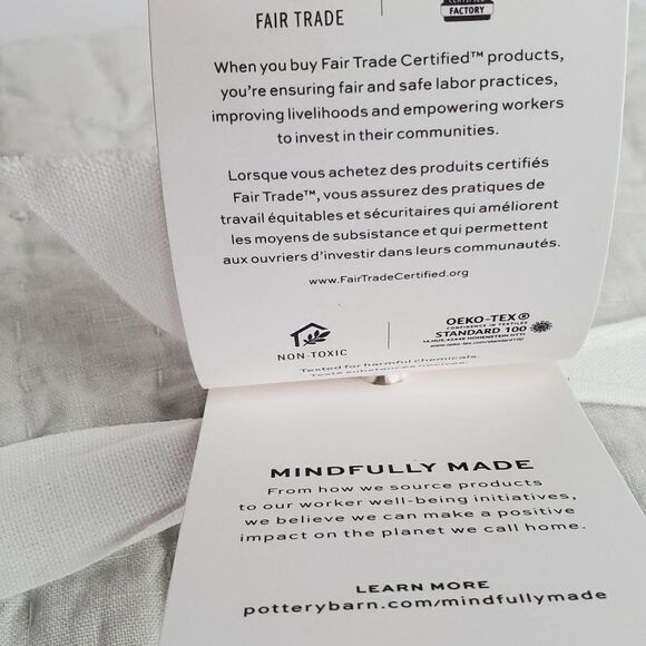 NEW Pottery Barn Belgian Flax Linen King Pillow Sham Soft Gray Hand Stitched - Picture 3 of 4